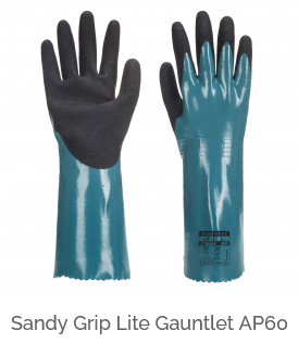 Grip Lite gloves with cuff AP60 in blue-black with a link to the article.