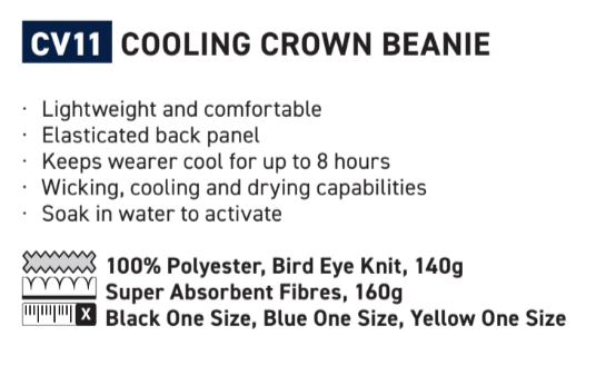 Description of the characteristics of the CV11 cooling hat with link to the article. If you follow the link you will find the descriptions in detail.
