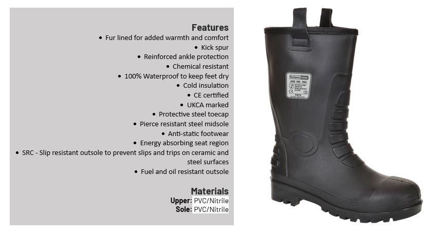 Black safety shoe S5 Neptun Rigger CI FW75 with description of the item features and a link to the item.